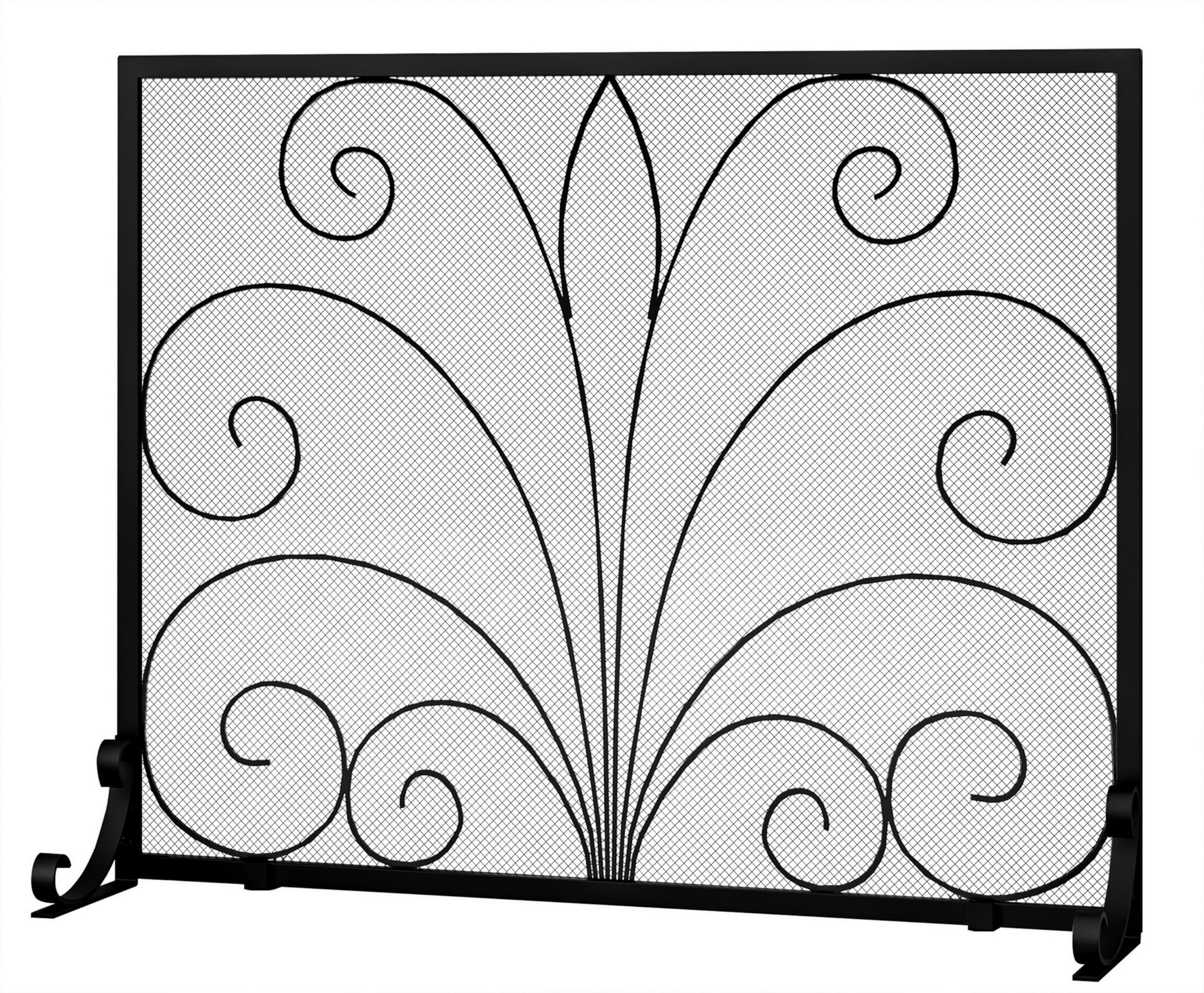 Fire Beauty Fireplace Screen,Handcrafted Wrought Iron Decorative Mesh,Flat Guard Metal Furnace Fireguards Mesh,Fireguards Safe Spark Protector for Living Room,Wood Burning Stove Accessories (Black)