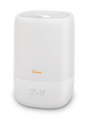 Crane Ultra-Quiet 3-in-1 Humidifier, Essential Oil Aroma Diffuser & Soothing Sleep Light - Compact 1 Gallon Capacity with Adjustable Night Light & Fragrance Tray - Ideal for Bedroom and Office