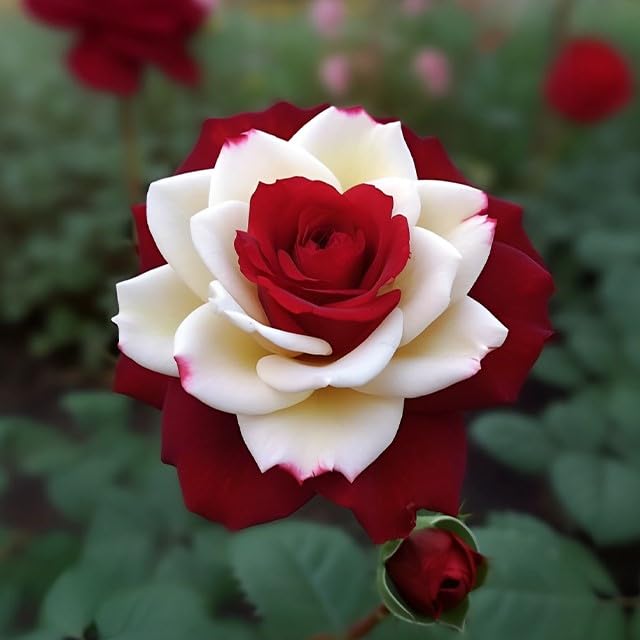 DouxiE 20pcs Rare Twin Red White Rose Flower Seeds for Planting - Captivating Garden Blooms Non GMO Heirloom Garden - Planting Instructions for Easy Grow - Great Gardening Gifts