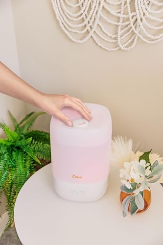 Crane Ultra-Quiet 3-in-1 Humidifier, Essential Oil Aroma Diffuser & Soothing Sleep Light - Compact 1 Gallon Capacity with Adjustable Night Light & Fragrance Tray - Ideal for Bedroom and Office