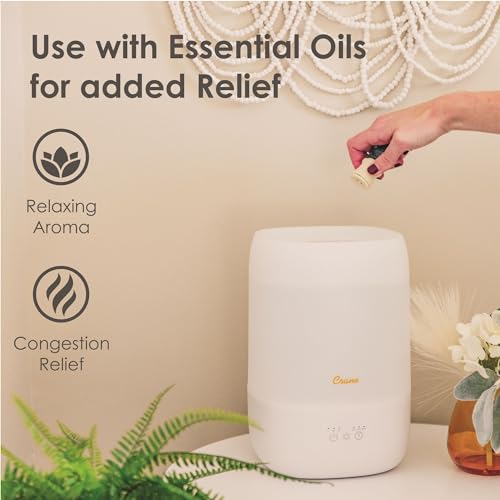 Crane Ultra-Quiet 3-in-1 Humidifier, Essential Oil Aroma Diffuser & Soothing Sleep Light - Compact 1 Gallon Capacity with Adjustable Night Light & Fragrance Tray - Ideal for Bedroom and Office