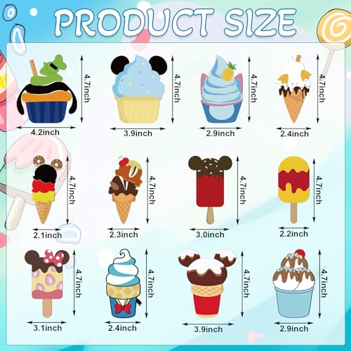 Qweryboo 12Pcs Christmas Mouse Cruise Door Magnets Stickers Fridge Refrigerator,Cute Ice Cream Magnet Car Door Fridge Magnet Sticker Whiteboards for Holiday Kitchen Locker Favors