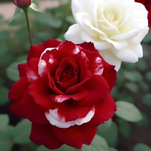 DouxiE 20pcs Rare Twin Red White Rose Flower Seeds for Planting - Captivating Garden Blooms Non GMO Heirloom Garden - Planting Instructions for Easy Grow - Great Gardening Gifts