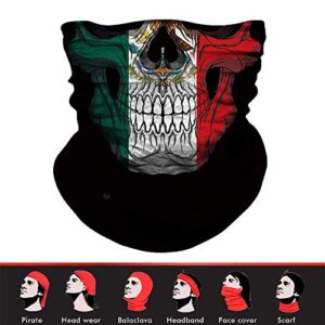 DHSOU 7Pcs Mexican Headwear Bandana Head Wrap Face Scarf Mask Outdoor Neck Warmer Balaclava Skeleton Mexico Flag