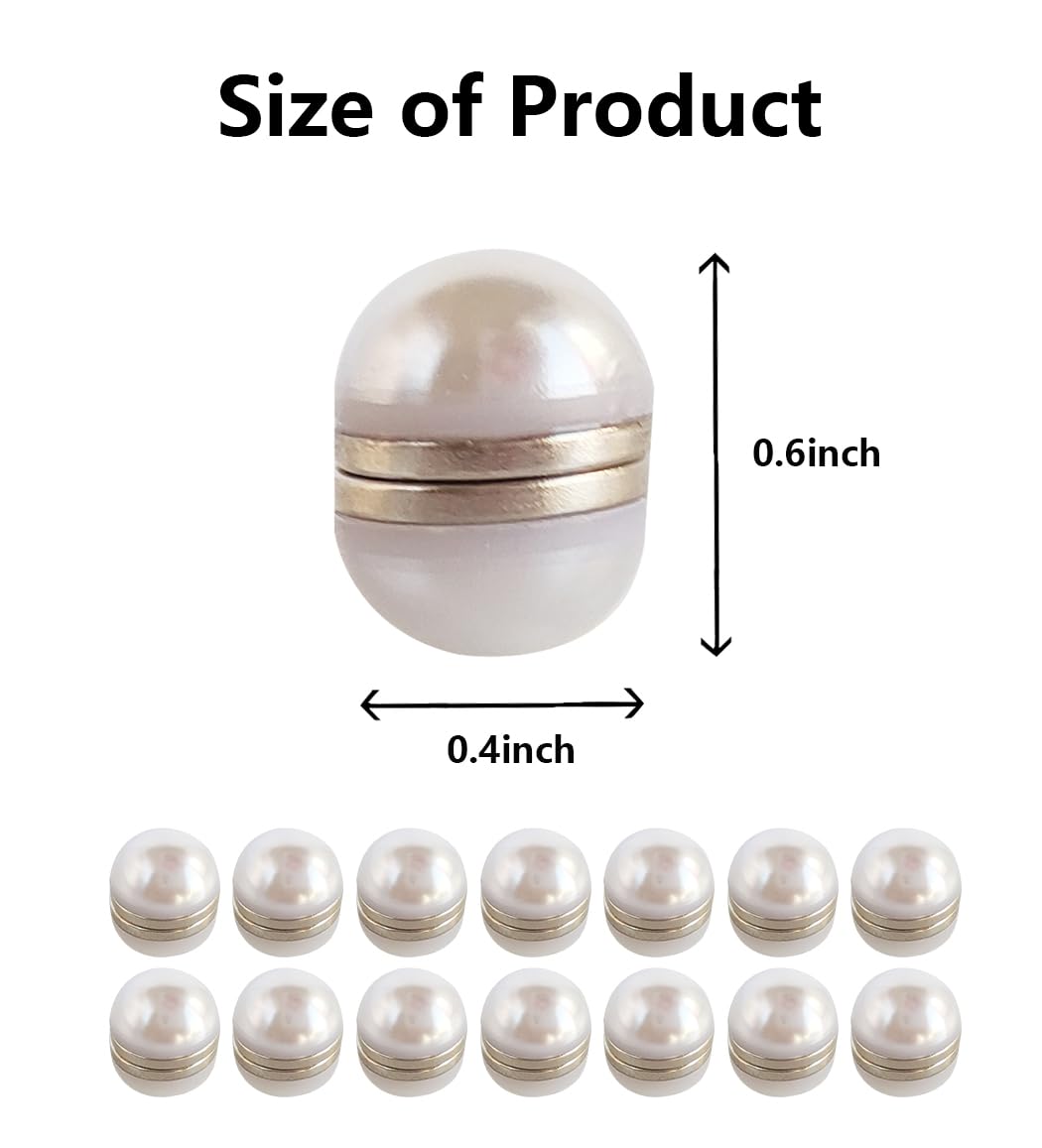 Toeloioh 14 Set Wedding Veil Weights Magnetic Pearls, Pearl Magnet for Wedding Dress Decoration, Double-sided Artificial Pearl Magnetic Button