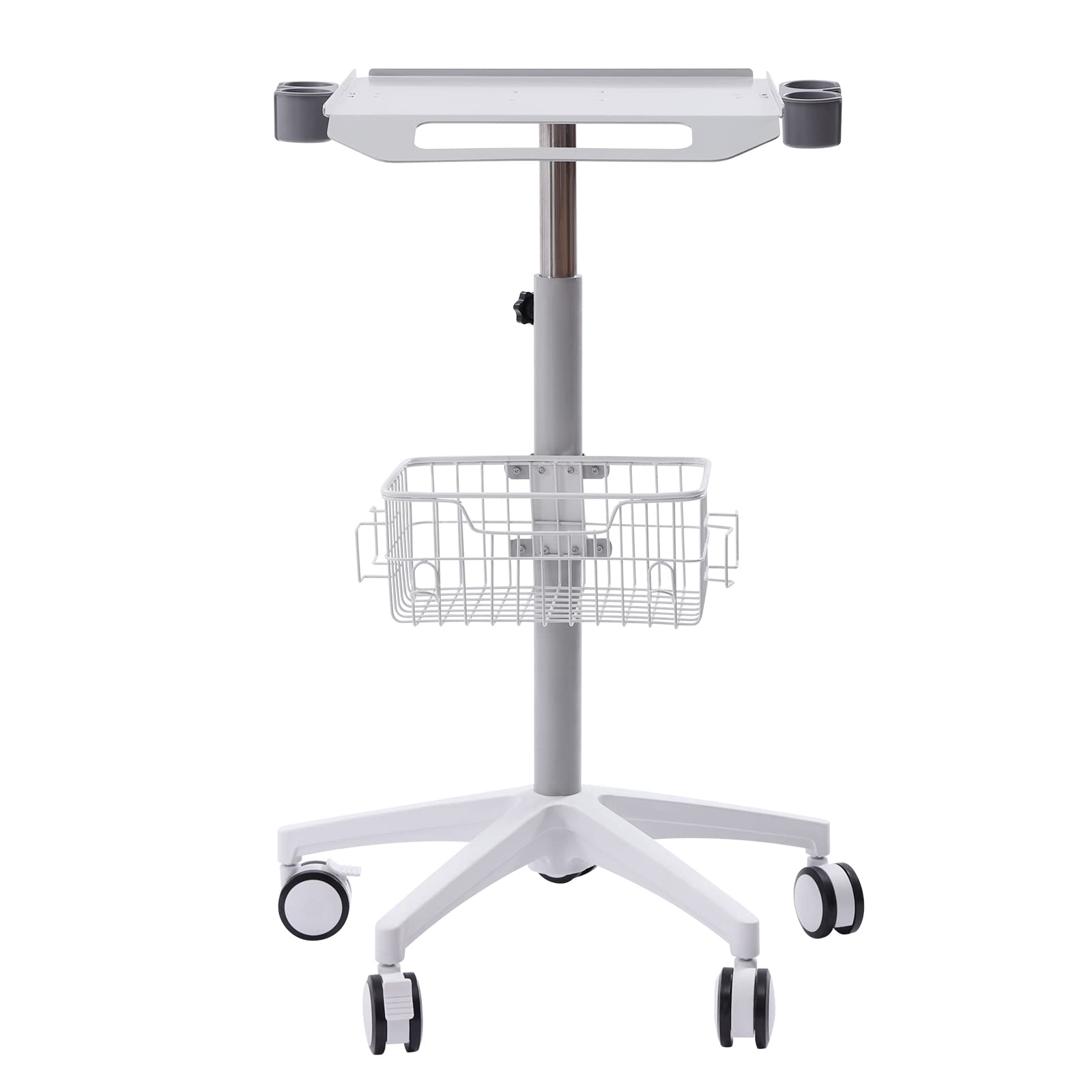 Mobile Trolley Cart Medical Cart with Wheels 33.46 * 43.71inch Height Adjustable Stainless Steel Salon Cart Rolling Desktop Lab Cart with 19.3 * 16.9inch Large Tabletop