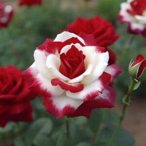 DouxiE 20pcs Rare Twin Red White Rose Flower Seeds for Planting - Captivating Garden Blooms Non GMO Heirloom Garden - Planting Instructions for Easy Grow - Great Gardening Gifts