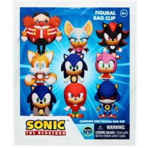 Monogram Sonic the Hedgehog - 3D Foam Figural Bag Clip in Blind Bag - Keychain - Sonic Tails, Knuckles, Amy and More..., Multicolor, 2.5"