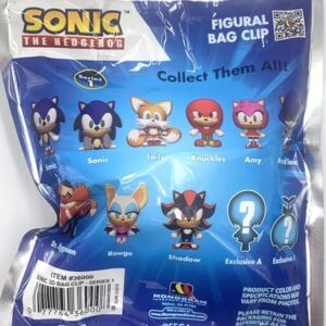 Monogram Sonic the Hedgehog - 3D Foam Figural Bag Clip in Blind Bag - Keychain - Sonic Tails, Knuckles, Amy and More..., Multicolor, 2.5"