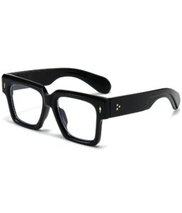 eylrim square frame glasses for women men fashion thick frame blue light glasses non prescription eyeglasses(black)