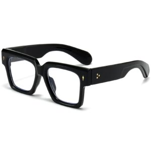 EYLRIM Square Frame Glasses for Women Men Fashion Thick Frame Blue Light Glasses Non Prescription Eyeglasses(Black)