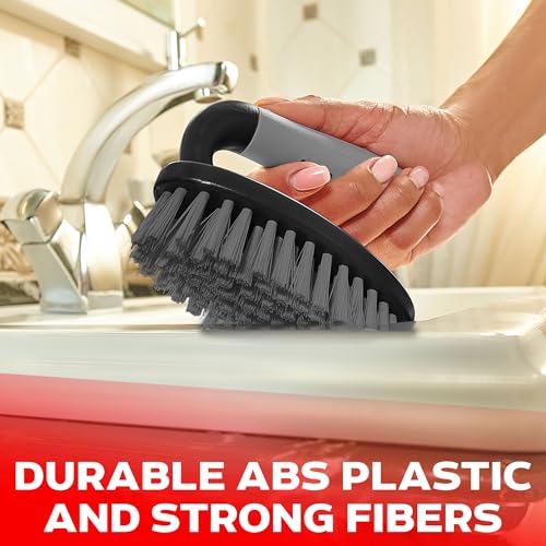 Scrub Brush Set of 3pcs - Cleaning Shower Scrubber with Ergonomic Handle and Durable Bristles - Grout Cleaner Brush - Scrub Brushes for Cleaning Bathroom/Shower/Tile/Kitchen/Floor/Bathtub/Carpet