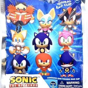 Monogram Sonic the Hedgehog - 3D Foam Figural Bag Clip in Blind Bag - Keychain - Sonic Tails, Knuckles, Amy and More..., Multicolor, 2.5"