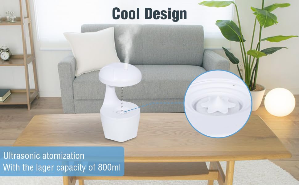 RooXchowla Humidifiers for Bedroom, Anti Gravity Humidifier, Water Drop Humidifier with Night Light,Rain Cloud Humidifierhigh-capacity Silent humidifier for Bedroom/Baby Nursery/Bathroom/Living Room.