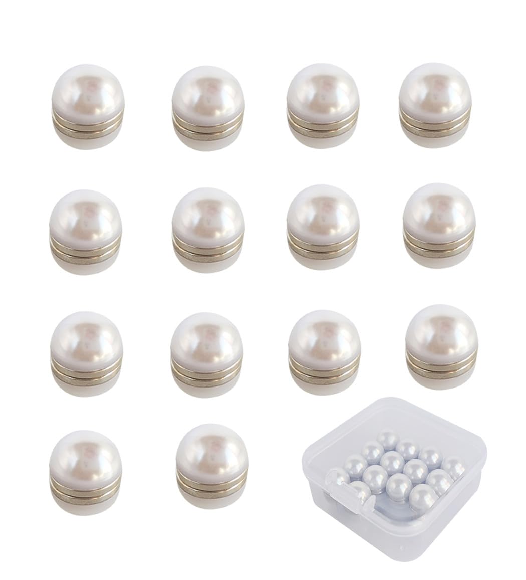 Toeloioh 14 Set Wedding Veil Weights Magnetic Pearls, Pearl Magnet for Wedding Dress Decoration, Double-sided Artificial Pearl Magnetic Button