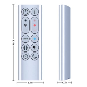 New Replacement Remote Control for Dyson HP04 HP05 HP06 HP09 Hot + Cool Purifying Fan/Heater - Silver, Without Magnetic Function