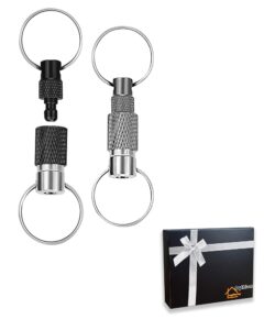 oythiem quick release keychain keyring for men, women - detachable keychain key ring quick release for easy access to your keys, pull apart key chain double key ring for bag, belt (2 packs)