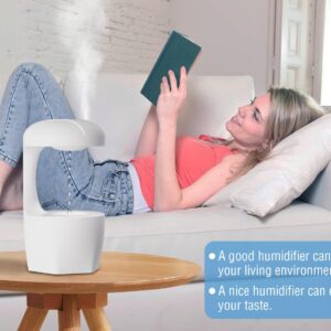 RooXchowla Humidifiers for Bedroom, Anti Gravity Humidifier, Water Drop Humidifier with Night Light,Rain Cloud Humidifierhigh-capacity Silent humidifier for Bedroom/Baby Nursery/Bathroom/Living Room.