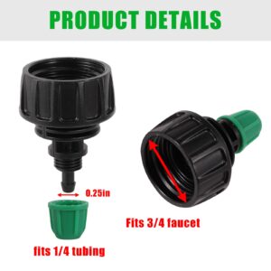 Garden Hose Adapter 3/4 to 1/4 Inch Drip Irrigation Tubing Connectors Lock Barbed Design 3/4 US Standard GHT Thread 5 Pack(3/4" to 1/4" Pipe Connector)