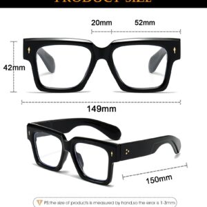 EYLRIM Square Frame Glasses for Women Men Fashion Thick Frame Blue Light Glasses Non Prescription Eyeglasses(Black)