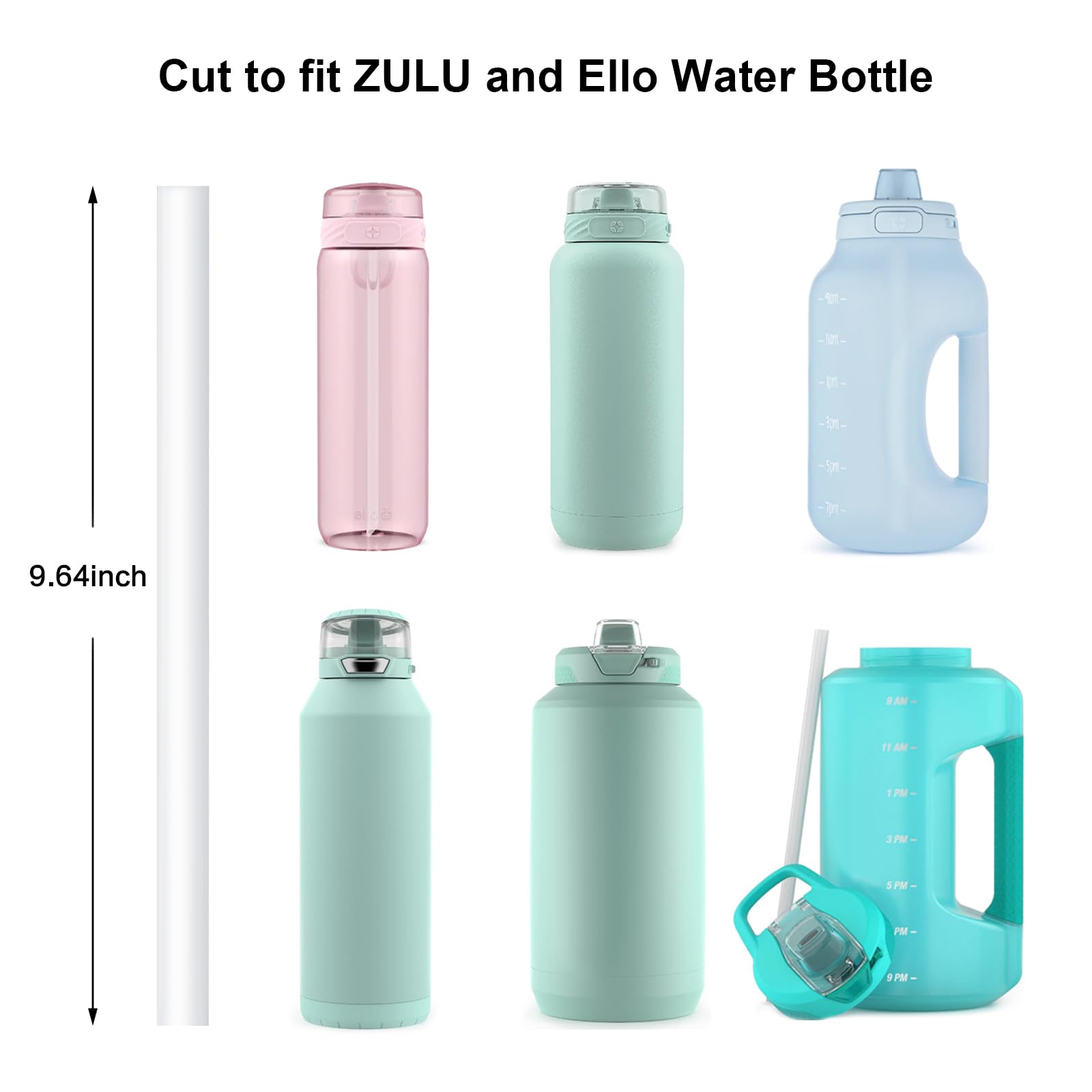 Replacement Straws Compatible with Ello Colby, Cooper,Hydra,Tumbler Water Bottle-Straw Replacement for Contigo,Pogo, ZULU Jug Cup-6 Straws and 1 Cleaning Brush