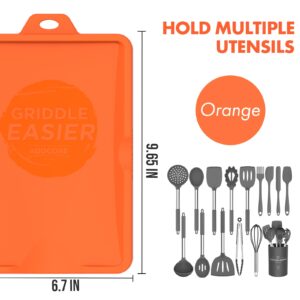 Silicone Spatula Mat for Ladle, Serving Spoon Drip Pad & Grill Utensil Holder for Kitchen, Stovetop, Cooking & Countertop, Heat-Resistant, BPA-Free, Kitchen Utensil Holder(Orange)