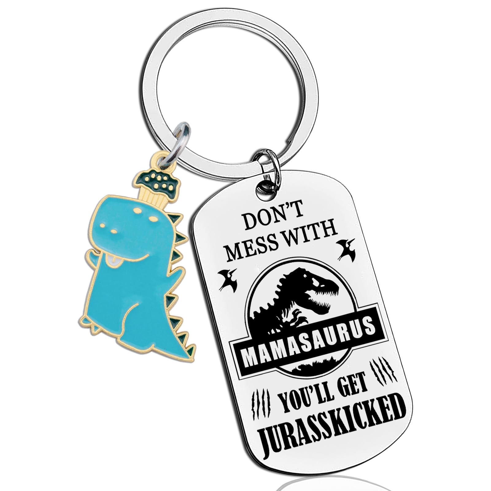 AOBIURV Mothers Day Gifts Funny Keychian Gifts For Mom From Daughter Son Wife New Mom Gifts For Women Mom Birthday Gifts For Mom Don’t Mess With Mamasaurus Keyring