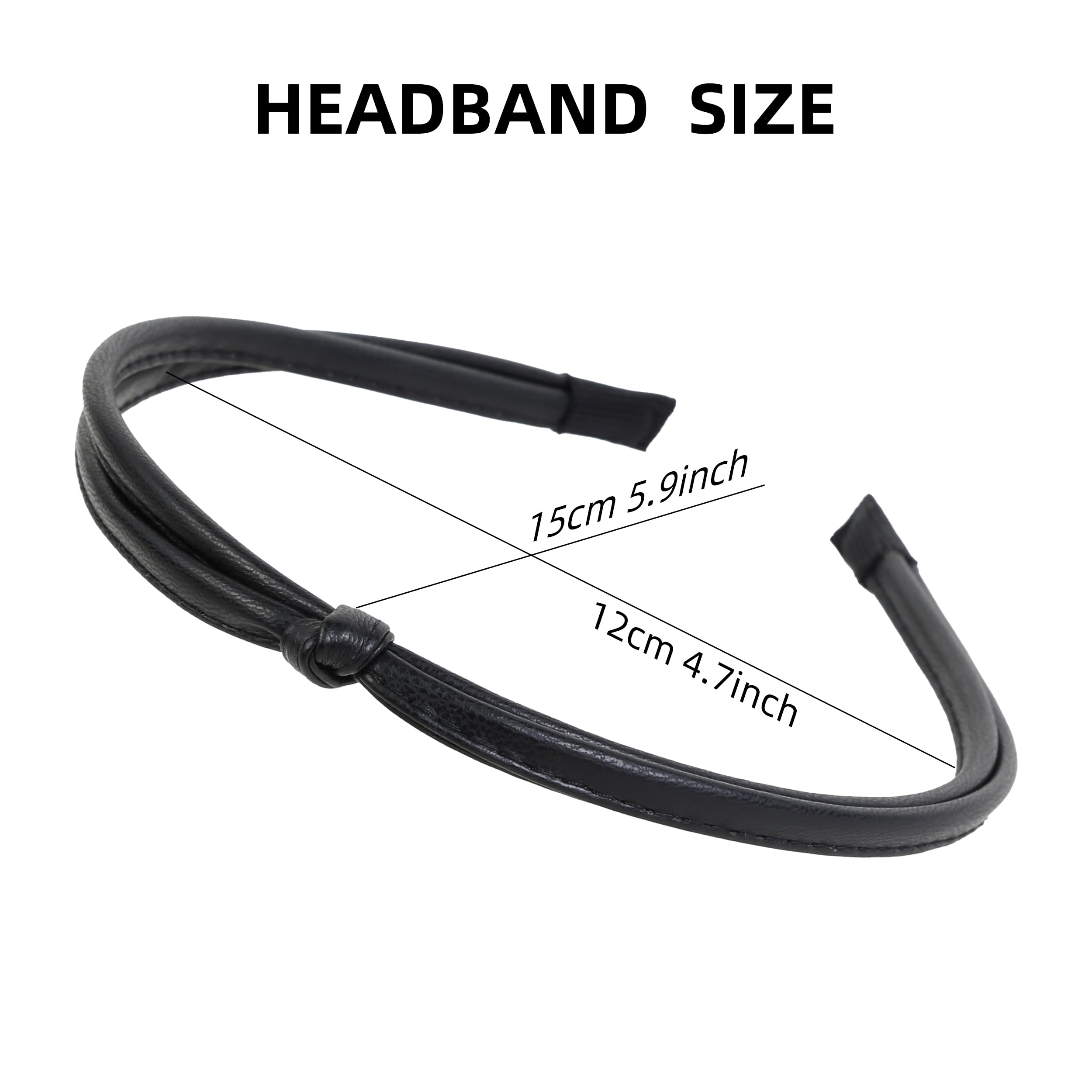 WOVOWOVO Hairband, 5 Pcs Thin Leather Headbands for Women - Knotted Head Bands for Women's Hair Fashion - Headband Black Brown White - Hair Accessories for Women and Girls