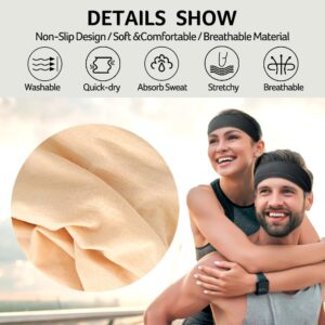 Shyvis 8-Pack Headbands for Women - Non-Slip Elastic Sweatbands - Soft Fabric Hair Bands for Gym, Workout, Yoga, Running, and Sports - Stylish, Cotton Headbands for Women and Girls.