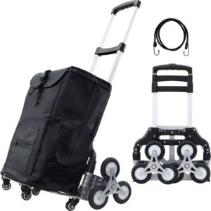 hand truck dolly, 330 lb capacity folding portable shopping cars with bag, folding three-wheeled stair-climbing design and telescoping handle for moving travel indoor and outdoor