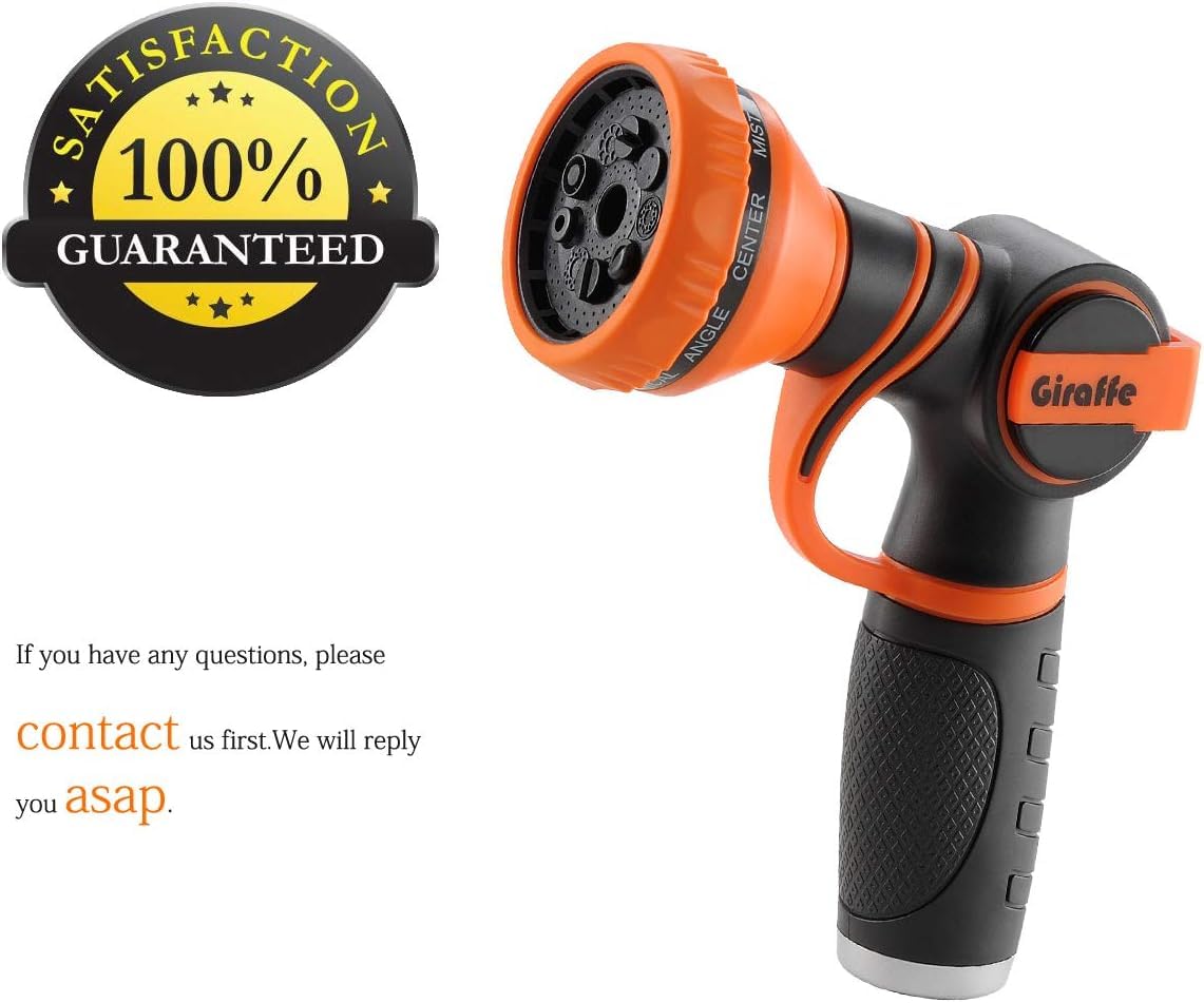 Giraffe Tools Garden Hose Nozzle 9 Adjustable Spray Modes Water Gun for Garden Hose Reel, Car Washing, Watering, Dog Washing PRO Model