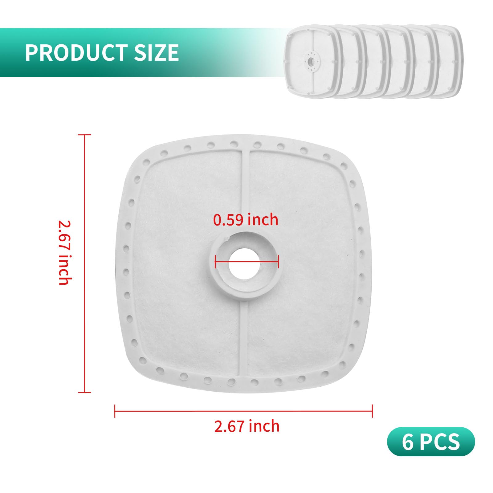 SYOWADA 6 Pcs A226000473 Air Filter Replacement For Echo SRM-266 SRM-280 PB-251 PPT-266 PE-266 HCA-266 T282, A226000470 A226000471 A226000472 Air Filters