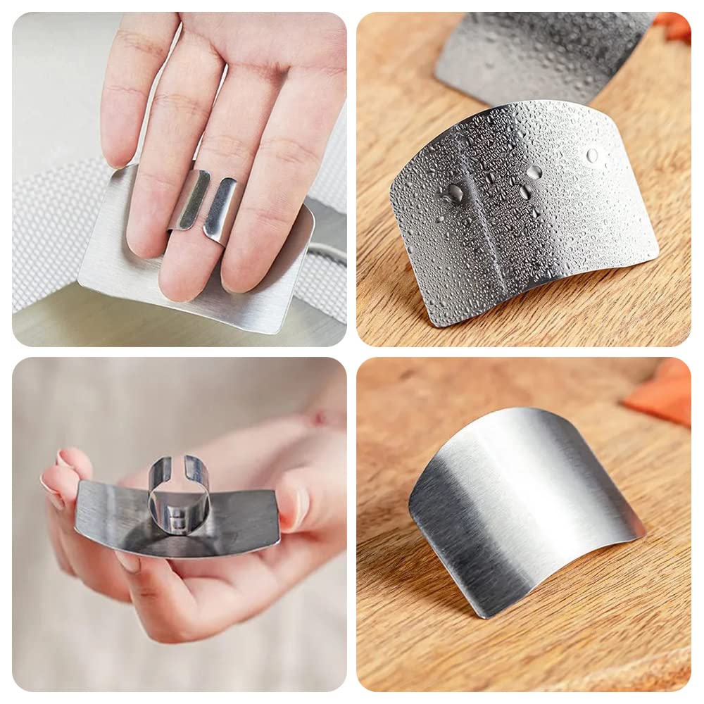 Stainless Steel Finger Guard, 2023 New Finger Protector for Cutting Food, Premium Slicing Tool Finger Protector Finger Protectors when Cutting, Slicing, Dicing, Chopping Vegatables (6 Pcs)