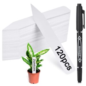 plant labels 120pcs, darfukei outdoor waterproof garden markers, plastic nursery seed plant tags with bonus a permanent marking pen, gardening gifts for women men…