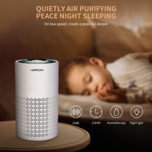 AIRROMI Air Purifiers with an Extrea Filter Covers Up to 990 sqft, Air Cleaner with Fragrance Sponge for Allergens Dust, Smoke, Odor, Dander, Pollen, H13 True HEPA 3-in-1 Filter Green