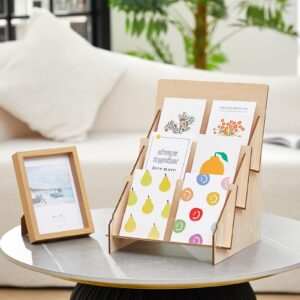 Barydat 2 Pcs Greeting Card Display Stand Wooden Multipurpose Brochure Holder Stand Display Racks for Vendor Events Portable Magazine Literature Organizer Rack (Natural,9 x 9.6 x 13.2 Inch)