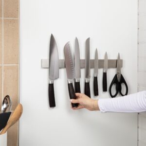 Magnetic Knife Holder for Wall No Drill, 16’’ Stainless Steel Magnetic Knife Holder for Fridge, Knife Magnetic Strip, Magnetic Kitchen Utensil Holder and Magnetic Tool Holder Strip