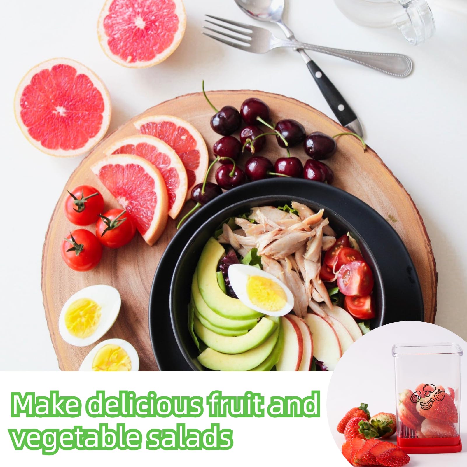 BFMXSN Fruit Slicer, Egg Slicing Cup, Multifunctional Stainless Steel Fruit and Vegetable Slicer Portable Egg Slicing Tool Suitable for Making Strawberry Banana Fruit and Vegetable Salad Platter