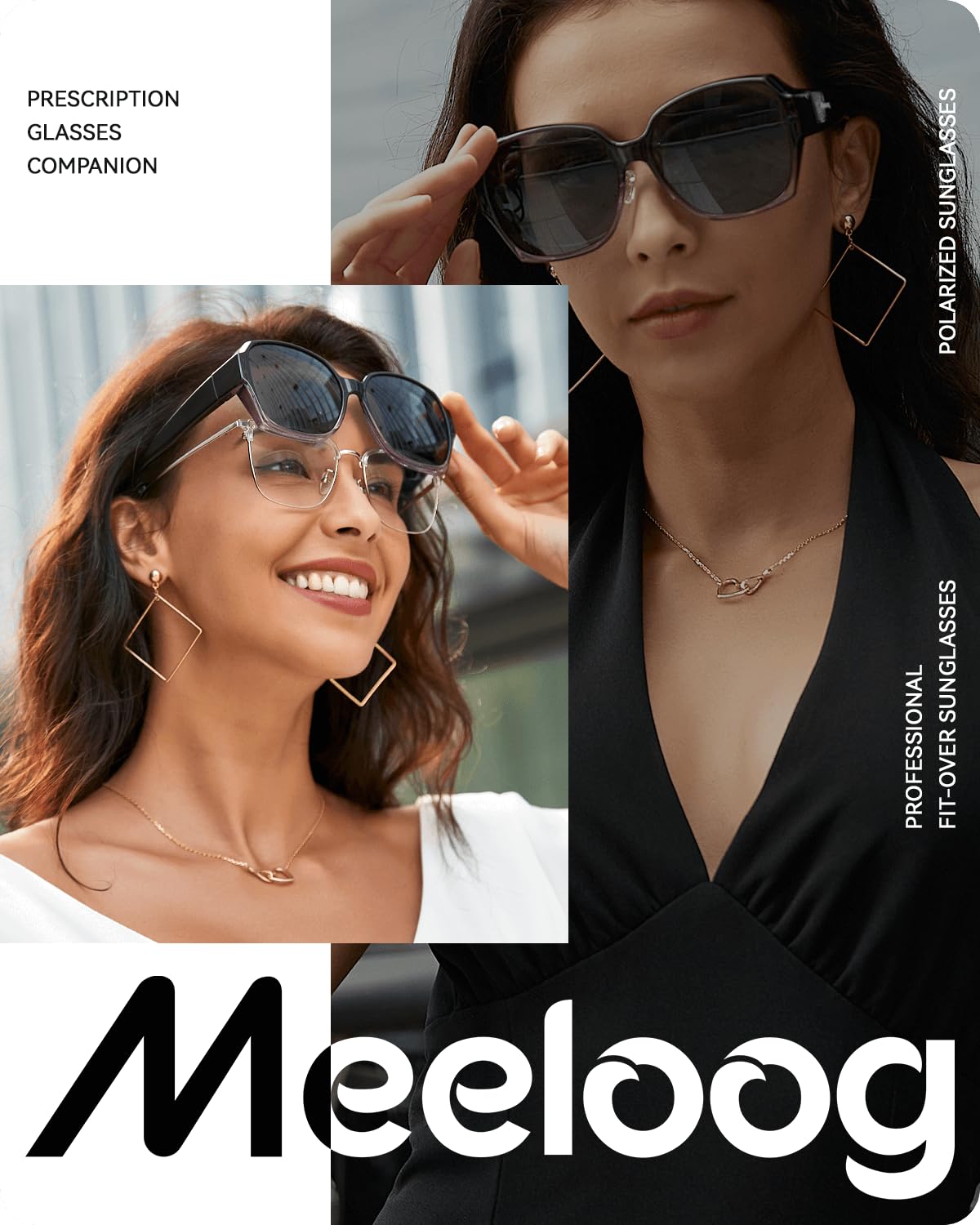 Meeloog Polarized Fit Over Glasses Sunglasses for Women Men, Square Oversized Lightweight Shades for Driving Riding MST2106