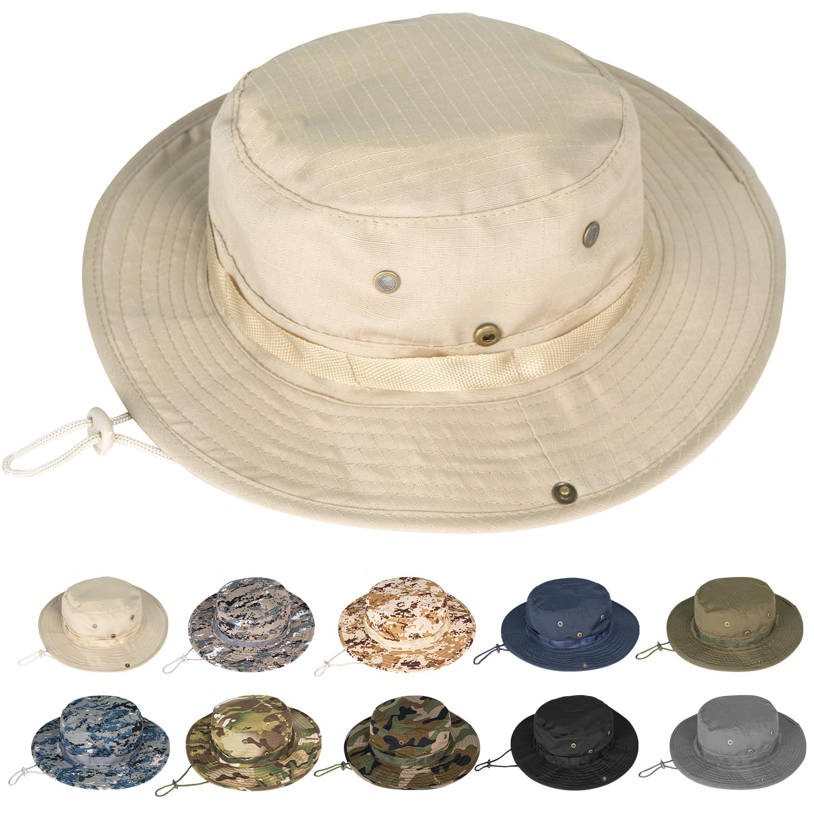 Rosoz Sun Hats for Men Women Boonie Hat UPF 50+ Bucket Hat Wide Brim UV Protection Fishing Hiking Safari Outdoor Hats