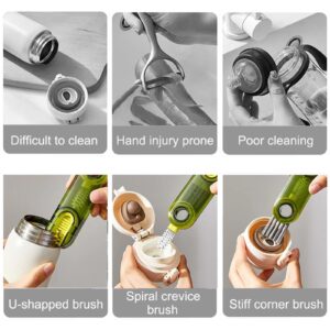 Bottle Brush 3 in 1 Multifunctional Crevice Cleaning Brush for Bottle Gap Tight Spaces Cup Kitchen Brush Small Silicone Bottle Brush Cleaner (3 Pack)