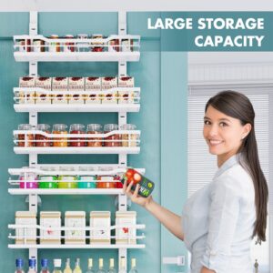 KUSVC Over The Door Pantry Organizer，9-Tier Over The Door Organizer with Adjustable Basket，Metal Hanging Pantry Organizers and Storage for Kitchen, Back of Door Seasoning Rack