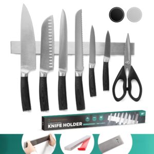 magnetic knife holder for wall no drill, 16’’ stainless steel magnetic knife holder for fridge, knife magnetic strip, magnetic kitchen utensil holder and magnetic tool holder strip