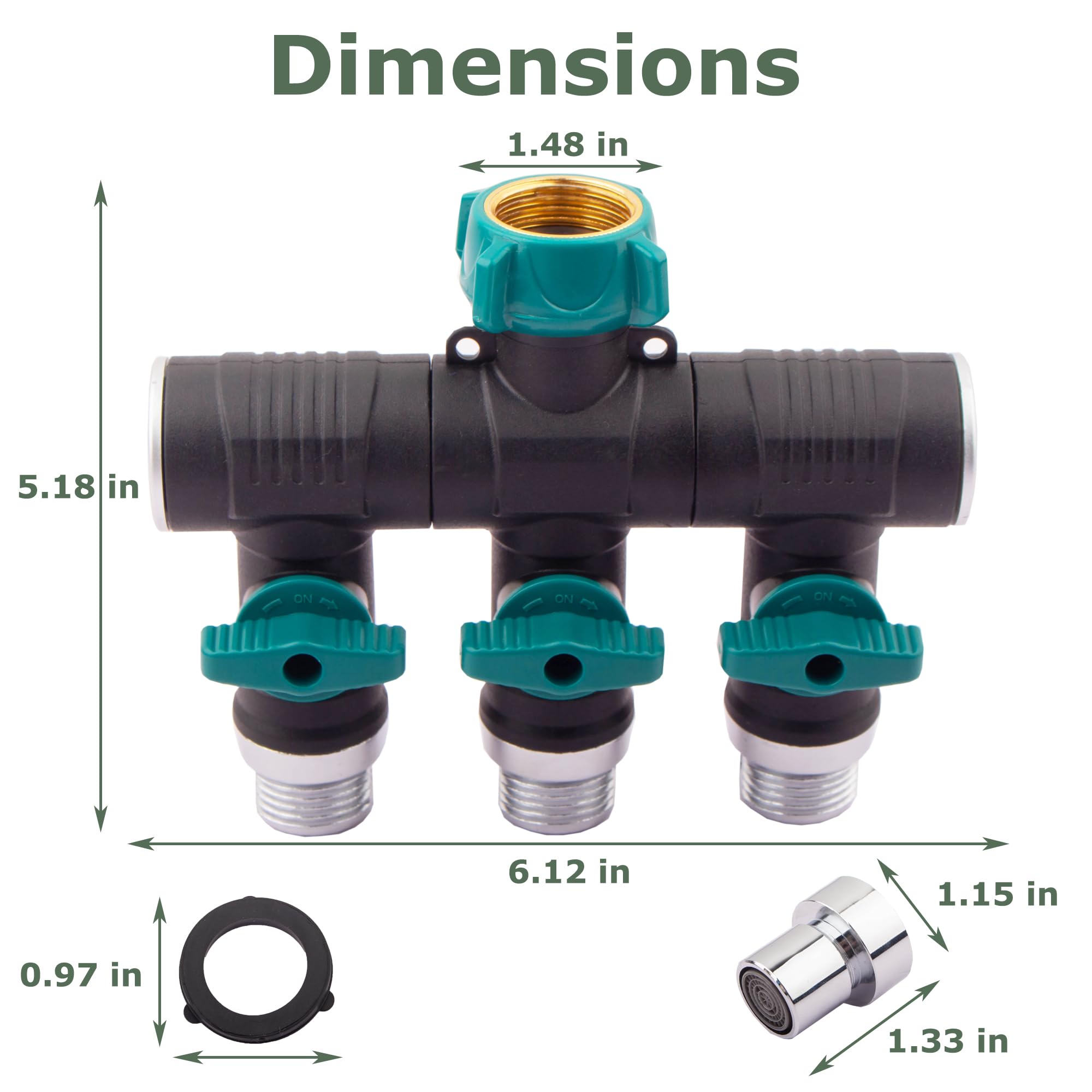 Hose Splitter, 3 Way Heavy Duty, Hose Connector Rotated 360 Seperately,Garden Hose Splitter,Faucet Splitter,Outdoor Faucet Splitter,With Shut off Valve,High Quilty Metal+Chrome Adapter,Water Hose.