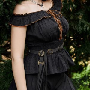 Scarlet Darkness Black Renaissance Belts for Women Costume Tied Belts Medieval Accessories Black