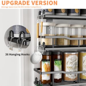 MSERCUOR Over The Door Pantry Organizer Rack, 9-Tier Metal Pantry Organization And Storage with Adjustable Baskets, Hanging Spice Rack for Home & Kitchen Laundry Room Bathroom (9 Tier Black)