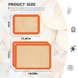 Silicone Baking Mat Set of 3, Silicone Baking Mats Cookie Sheet, Non-Stick Mats for Baking, Easy Clean & Reusable Oven Baking Sheet for Making Macaroons, Cookies