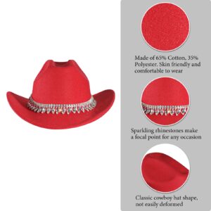 Womens Rhinestone Cowgirl Cowboy Hat Wide Brim Diamond-Glitter-Western-Cowboy Hat Bling Cowgirl Hat for Women with Tassel