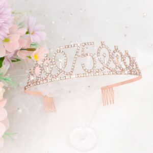 CIEHER 75th Birthday Gift Set - Crown, Sash, Pearl Pin, Decorations and Party Supplies for Women's Fabulous 75th Celebration