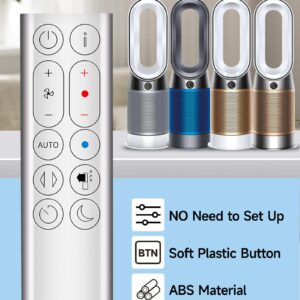 New Replacement Remote Control for Dyson HP04 HP05 HP06 HP09 Hot + Cool Purifying Fan/Heater - Silver, Without Magnetic Function